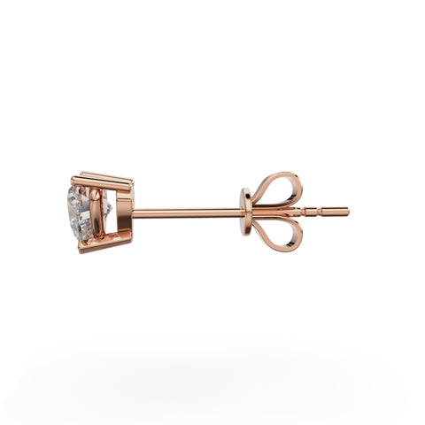 18K Rose Gold Four Prong Stud Earrings