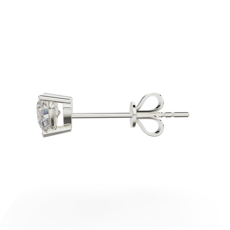 18K White Gold Four Prong Stud Earrings - Circle of Diamond