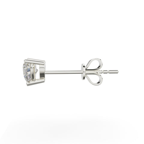 18K White Gold Four Prong Stud Earrings