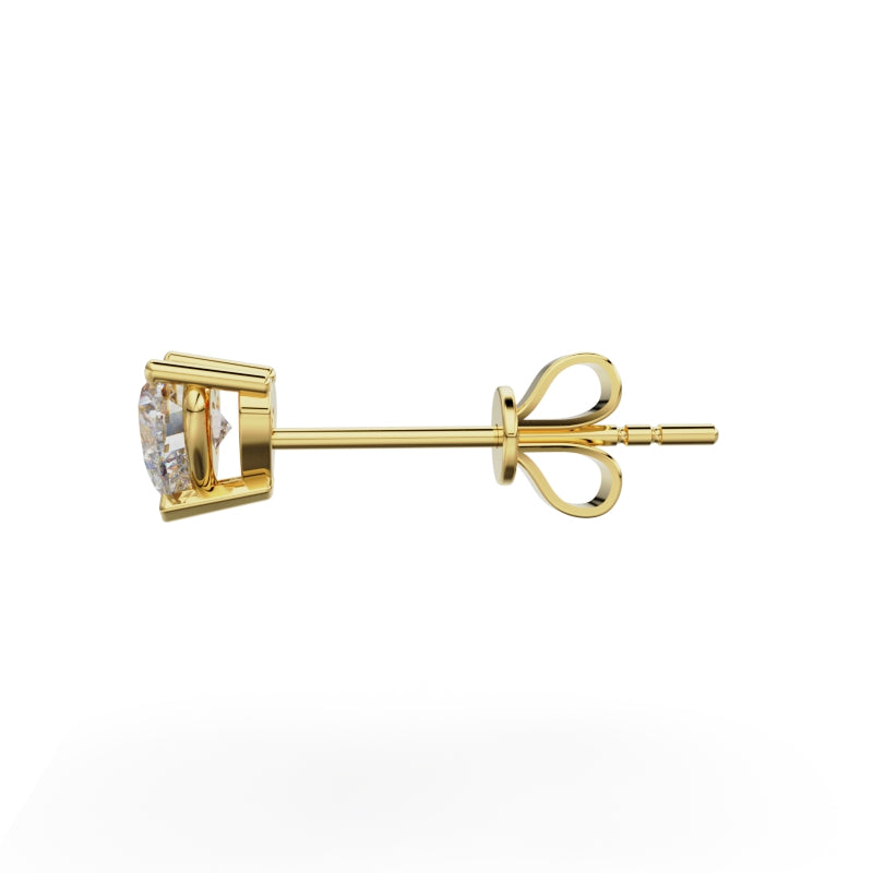 18K Yellow Gold Four Prong Stud Earrings - Circle of Diamond