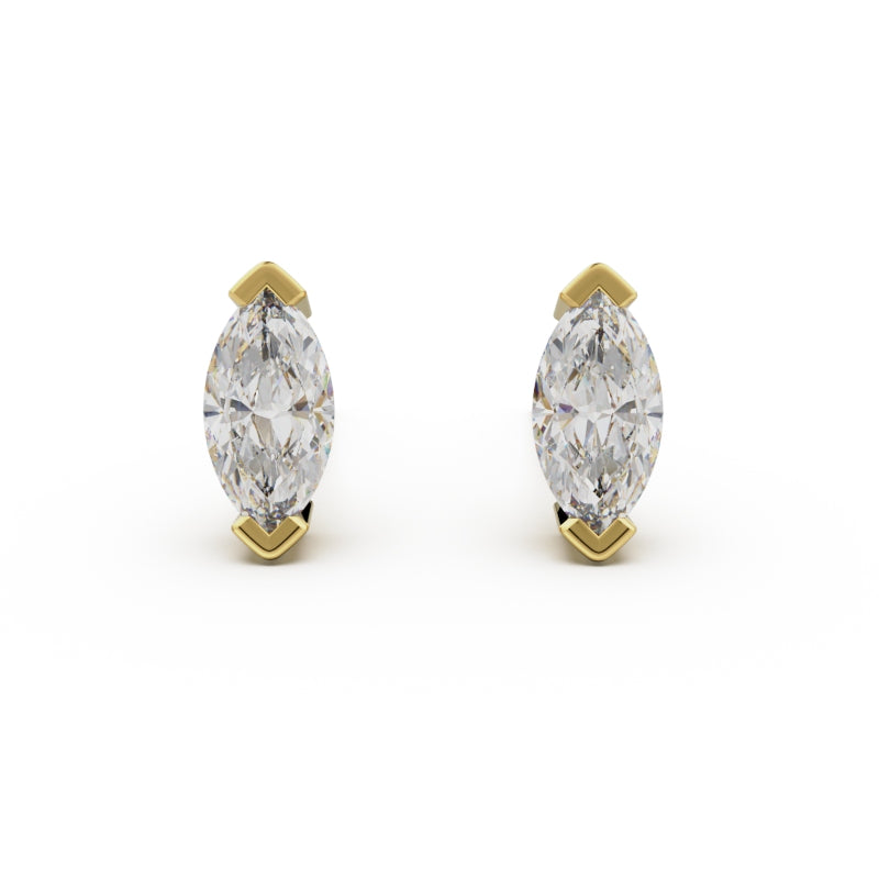 18K Yellow Gold Four Prong Stud Earrings - Circle of Diamond