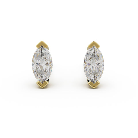 18K Yellow Gold Four Prong Stud Earrings