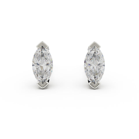 18K White Gold Four Prong Stud Earrings