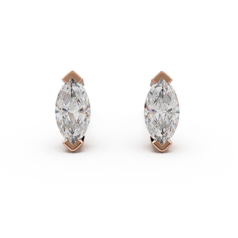 18K Rose Gold Four Prong Stud Earrings