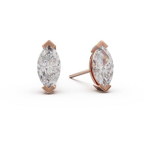 18K Rose Gold Four Prong Stud Earrings