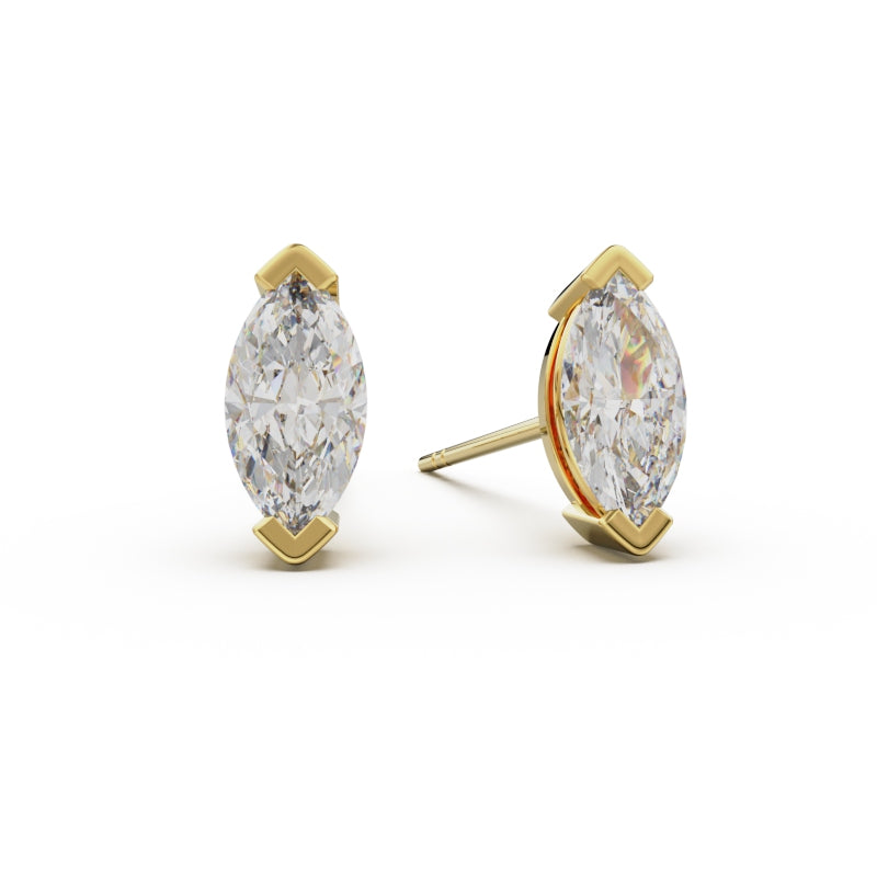 18K Yellow Gold Four Prong Stud Earrings - Circle of Diamond