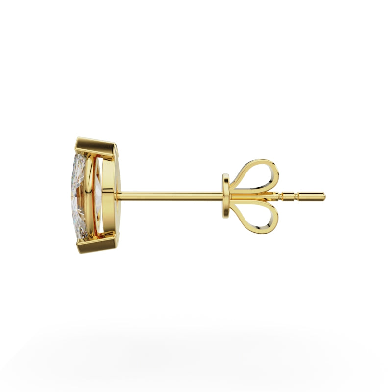 18K Yellow Gold Four Prong Stud Earrings - Circle of Diamond