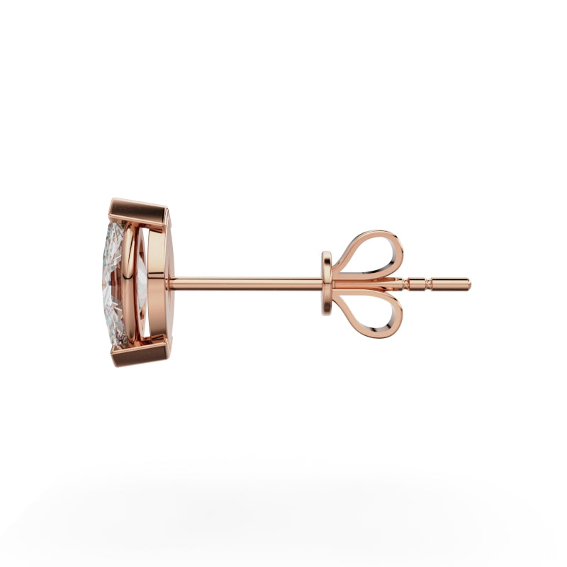 18K Rose Gold Four Prong Stud Earrings - Circle of Diamond