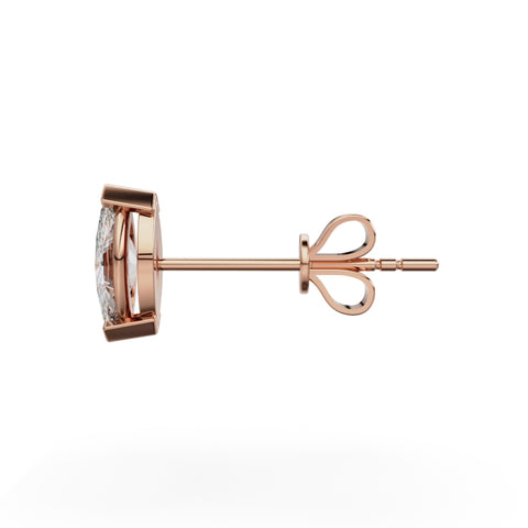 18K Rose Gold Four Prong Stud Earrings