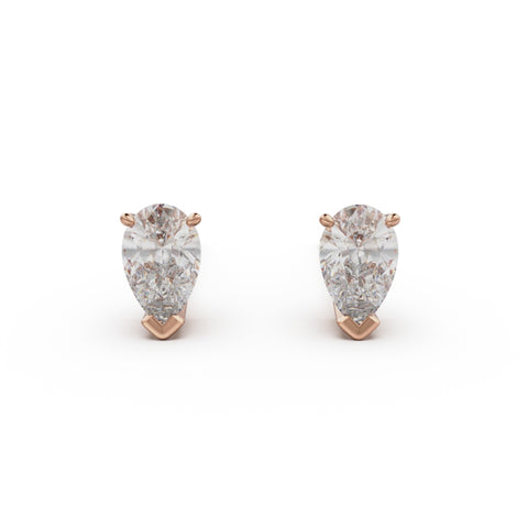 18K Rose Gold Four Prong Stud Earrings