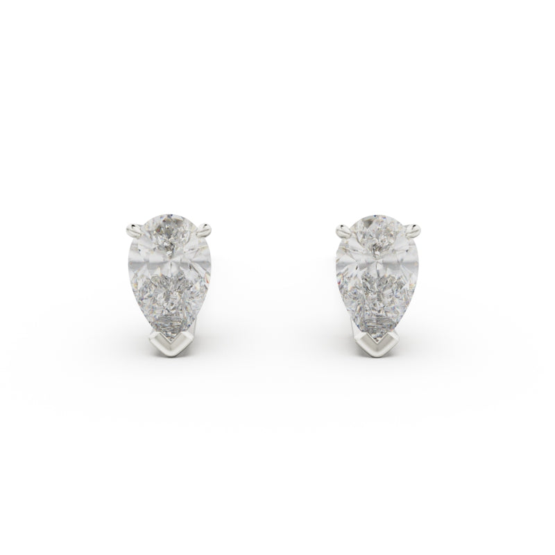 18K White Gold Four Prong Stud Earrings - Circle of Diamond