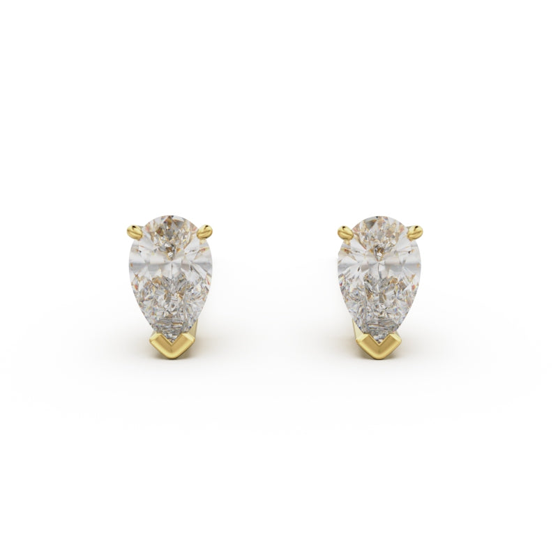 18K Yellow Gold Four Prong Stud Earrings - Circle of Diamond