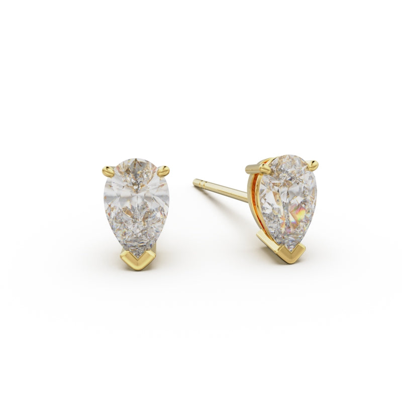 18K Yellow Gold Four Prong Stud Earrings - Circle of Diamond