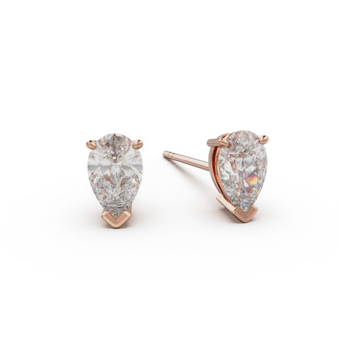 18K Rose Gold Four Prong Stud Earrings