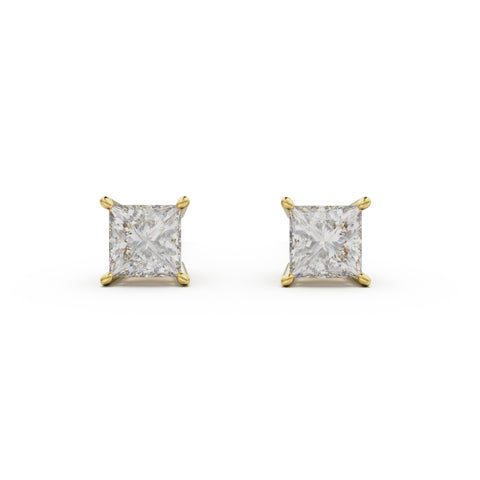 18K Yellow Gold Four Prong Stud Earrings