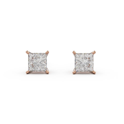 18K Rose Gold Four Prong Stud Earrings