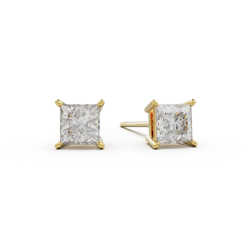 18K Yellow Gold Four Prong Stud Earrings - Circle of Diamond