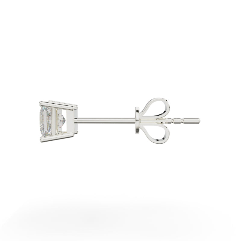18K White Gold Four Prong Stud Earrings - Circle of Diamond