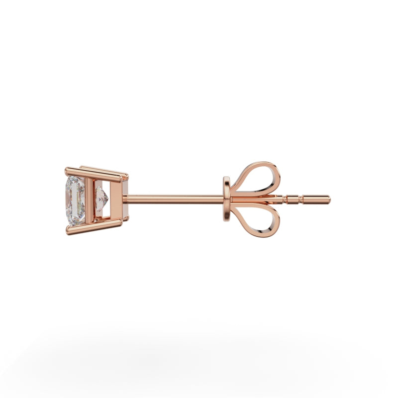 18K Rose Gold Four Prong Stud Earrings - Circle of Diamond