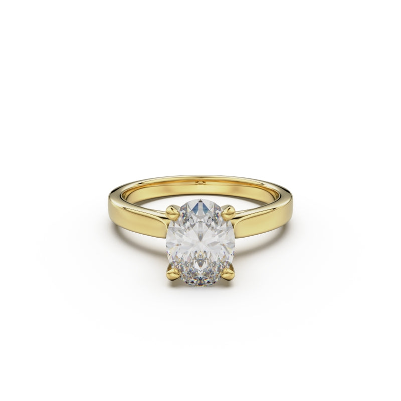 18K Yellow Gold Petite Cathedral Solitaire Engagement Ring - Circle of Diamond