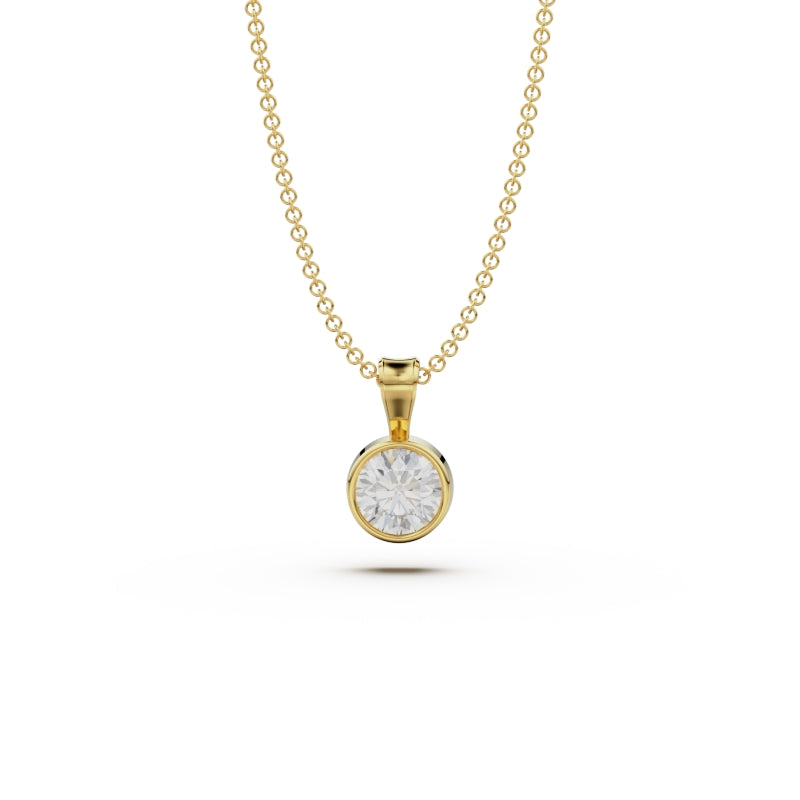 18K Yellow Gold Bezel Diamond Pendant - Circle of Diamond