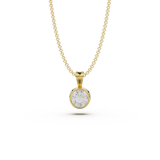 18K Yellow Gold Bezel Diamond Pendant - Circle of Diamond