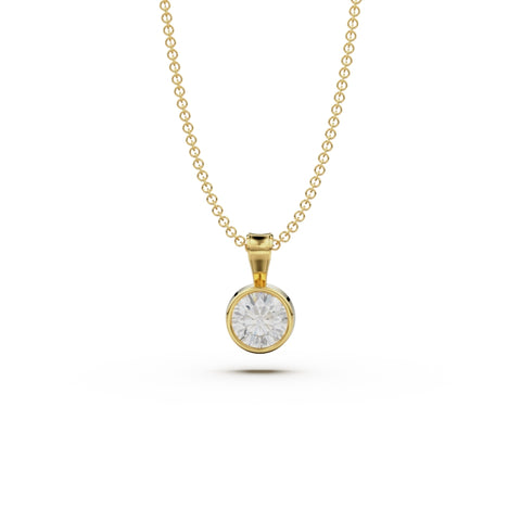 18K Yellow Gold Bezel Diamond Pendant