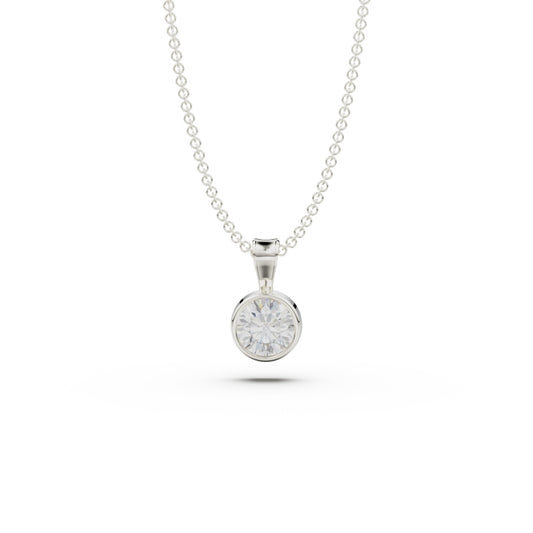 18K White Gold Bezel Diamond Pendant - Circle of Diamond
