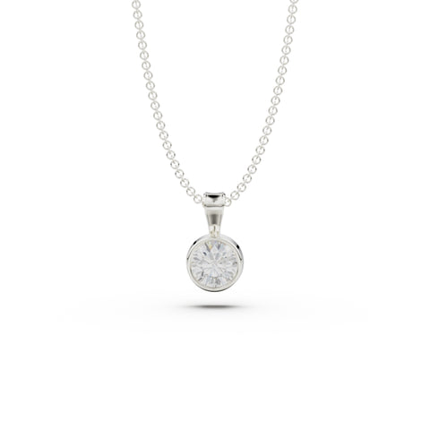 18K White Gold Bezel Diamond Pendant