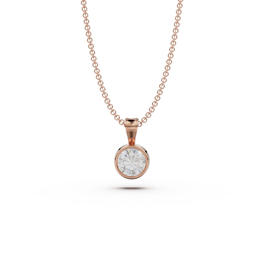 18K Rose Gold Bezel Diamond Pendant