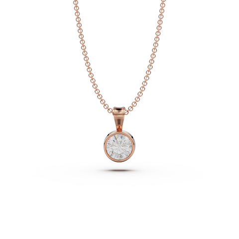 18K Rose Gold Bezel Diamond Pendant