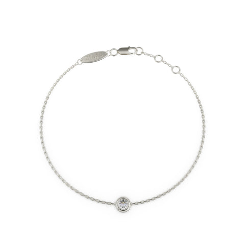 18K White Gold Bezel Round Cut Diamond Bracelet