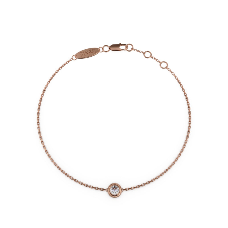 18K Rose Gold Bezel Round Cut Diamond Bracelet - Circle of Diamond