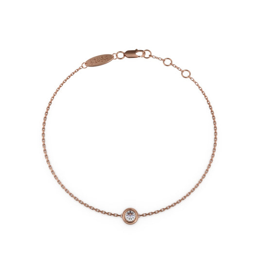 18K Rose Gold Bezel Round Cut Diamond Bracelet - Circle of Diamond
