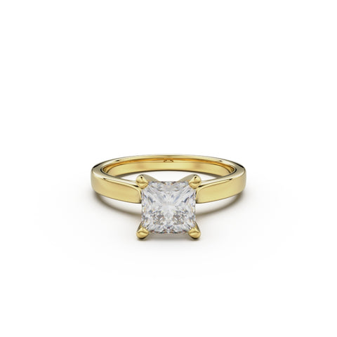 18K Yellow Gold Petite Cathedral Solitaire Engagement Ring