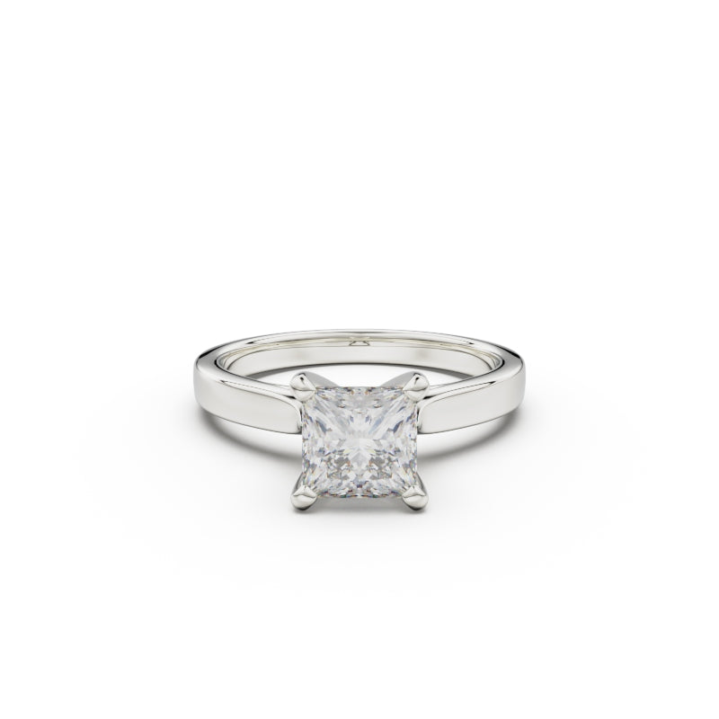 18K White Gold Petite Cathedral Solitaire Engagement Ring - Circle of Diamond