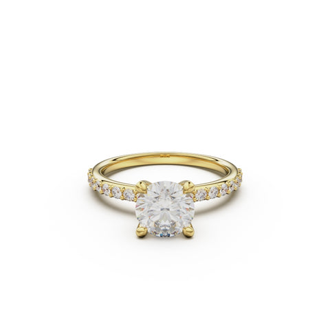 18K Yellow Gold Petite Pavé Diamond Engagement Ring