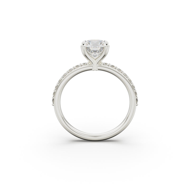 18K White Gold Petite Pavé Diamond Engagement Ring - Circle of Diamond