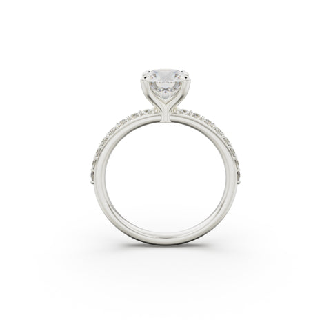 18K White Gold Petite Pavé Diamond Engagement Ring