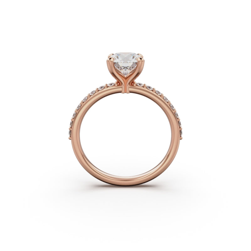 18K Rose Gold Petite Pavé Diamond Engagement Ring - Circle of Diamond