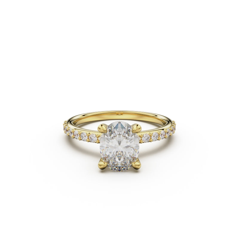 18K Yellow Gold Petite Pavé Diamond Engagement Ring - Circle of Diamond