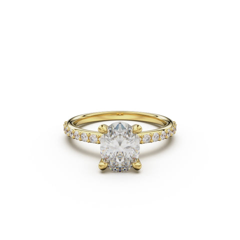 18K Yellow Gold Petite Pavé Diamond Engagement Ring