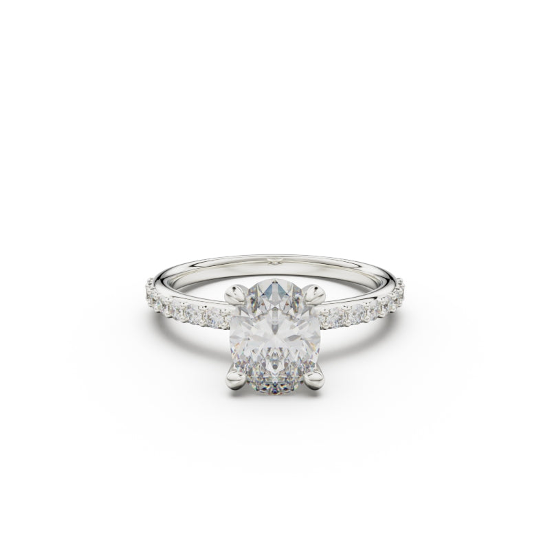 18K White Gold Petite Pavé Diamond Engagement Ring - Circle of Diamond