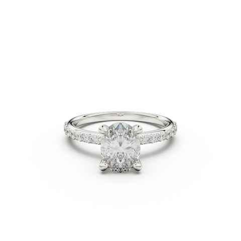 18K White Gold Petite Pavé Diamond Engagement Ring