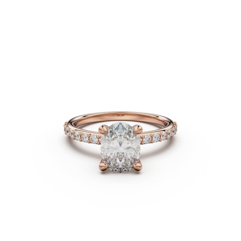 18K Rose Gold Petite Pavé Diamond Engagement Ring - Circle of Diamond