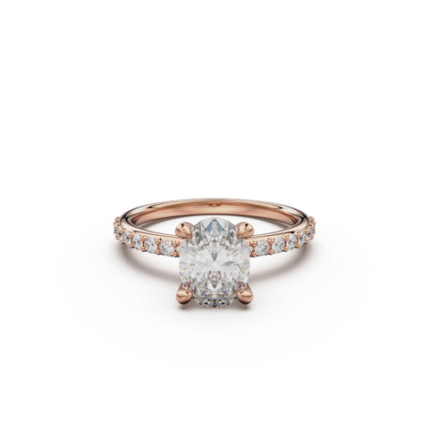 18K Rose Gold Petite Pavé Diamond Engagement Ring