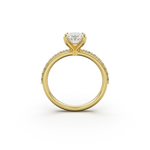 18K Yellow Gold Petite Pavé Diamond Engagement Ring