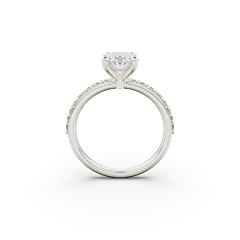 18K White Gold Petite Pavé Diamond Engagement Ring - Circle of Diamond