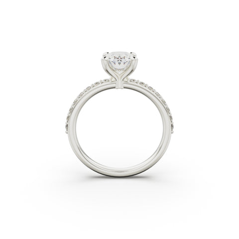 18K White Gold Petite Pavé Diamond Engagement Ring