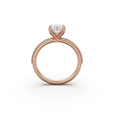 18K Rose Gold Petite Pavé Diamond Engagement Ring